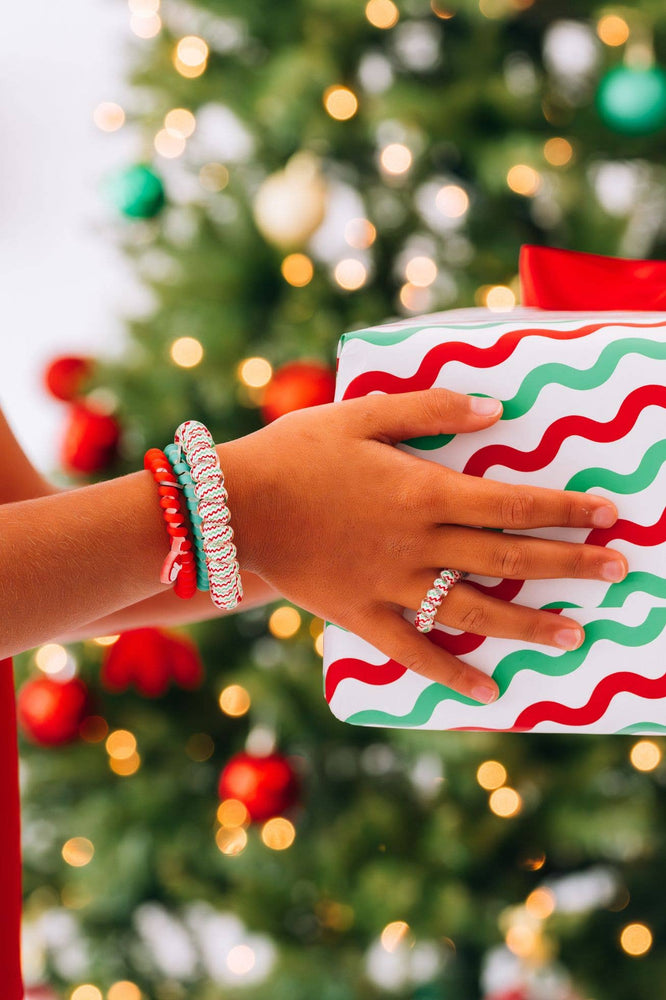 TELETIES - Spiral Hair Coils | Large | Santa Baby Hair Ties