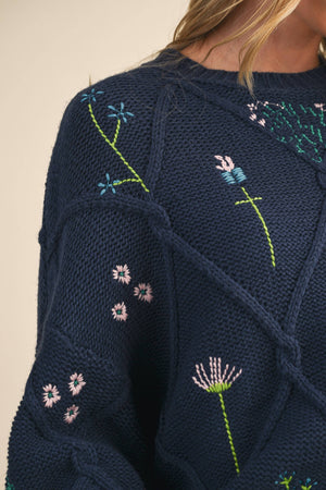 Wildflower Navy Sweater