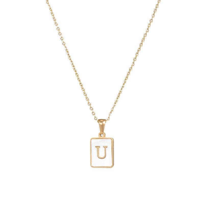 Square Initial Necklace: Z