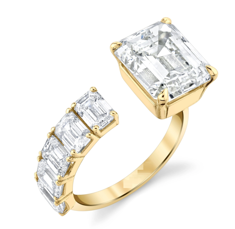 HoopLa Style - Lilly Collection- Beyond Finger ring- Open band-CZ Multi: Pink / Two stone