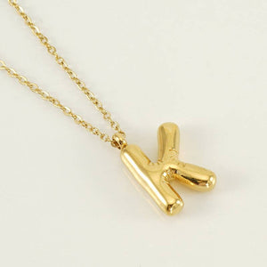 Bubble Shape Initial Pendant Necklace