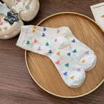 White Summer Colorful Heart Socks