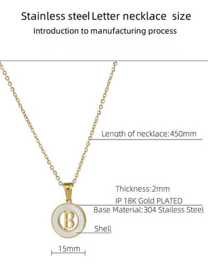 Circular Hollow Shell Initial Pendant Necklace