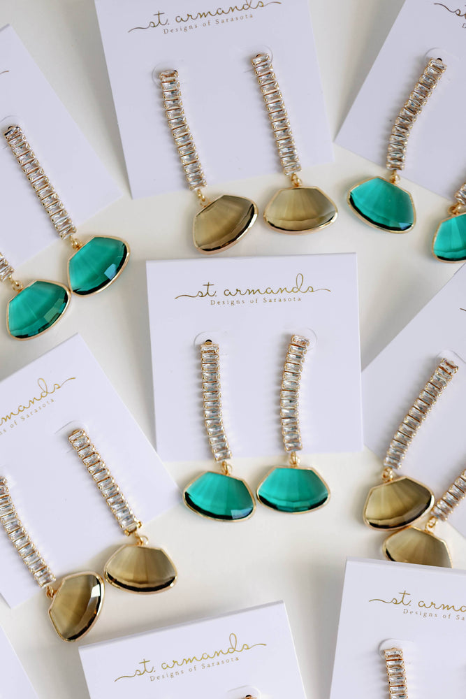 St Armands Designs of Sarasota - Emerald Swingy Diamond Drops