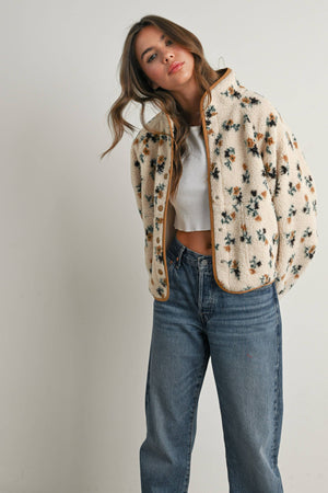 Floral Fluffy Fleece Jacket