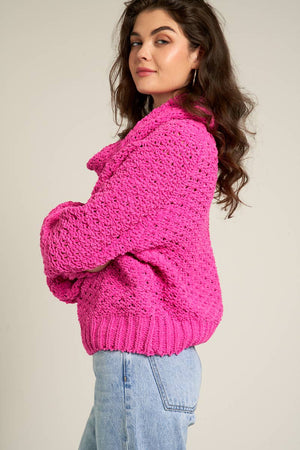 Fuchsia Chunky Turtleneck Sweater