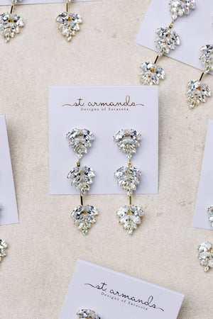 St Armands Designs of Sarasota - Silver Palm Diamond Drop Earrings