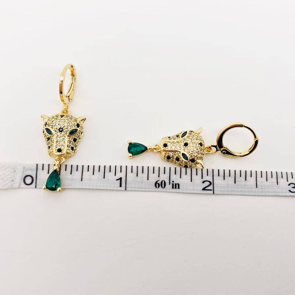 Gold Leopard Head Huggie Earrings