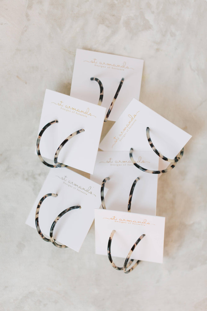 1.25" Skinny Blonde Tortoise Hoop Earrings