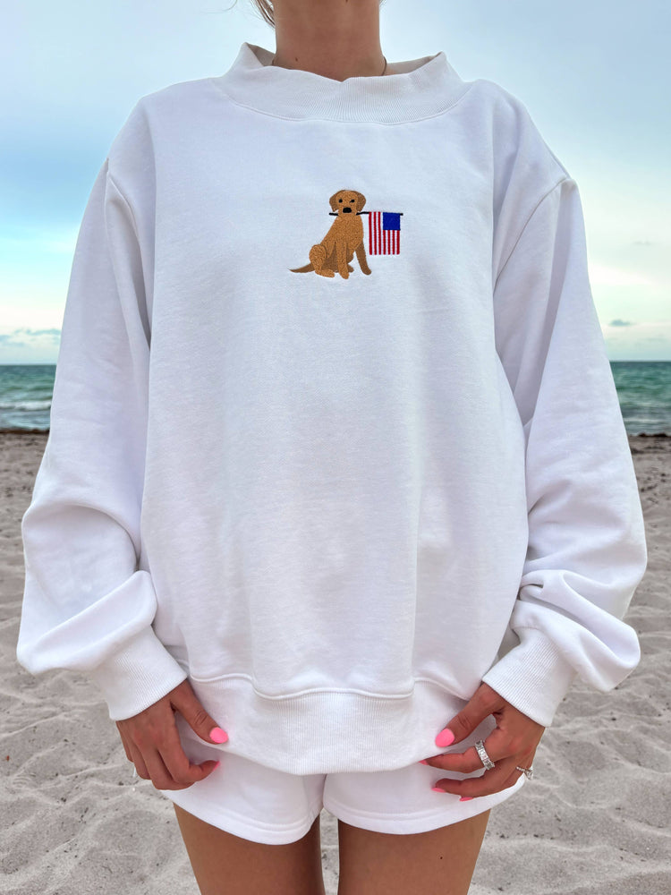 American Flag Dog Mockneck Sweatshirt