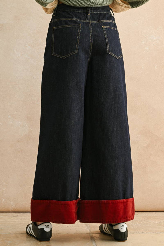 Indigo Red Cuff Denim
