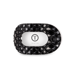 TELETIES - Flat Round Hair Clip | Medium | Jet Black Quilted
