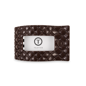 TELETIES - Flat Rectangle Hair Clip | Medium | Truly Taupe Quilted