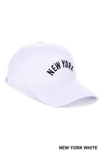 New York White Embroidered Cotton Baseball Cap