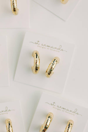 St Armands Designs of Sarasota - Hammered Gold Vintage Style Hoop Earrings