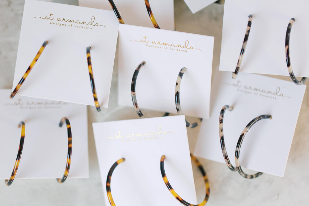 1.25" Skinny Blonde Tortoise Hoop Earrings