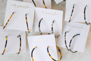 1.25" Skinny Blonde Tortoise Hoop Earrings