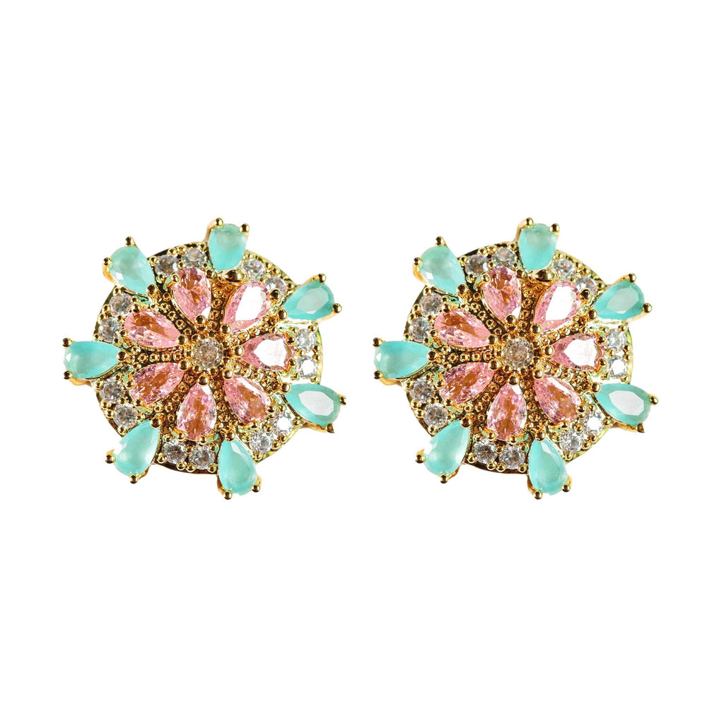 St Armands Designs of Sarasota - Pink and Turquoise Sparkling Sand Dollar Stud Earrings