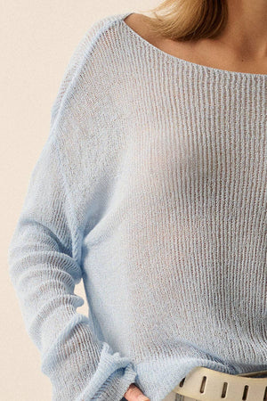 Lightweight Knit Loose-Fit Boatneck Sweater: Soft Lemon