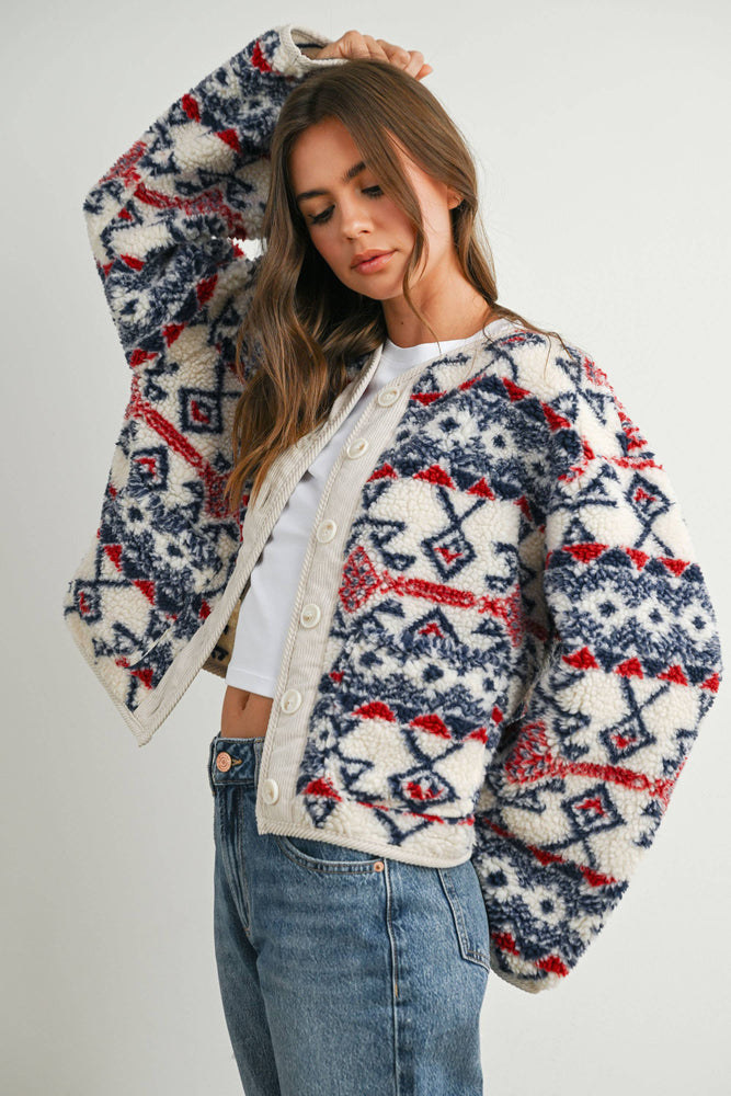 Cordoury and Fleece Long Sleeve Jacket