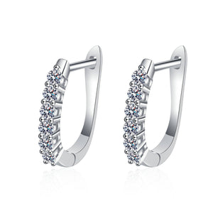 U-Shaped Moissanite Hoop Earrings in 925 Sterling Silver: 1.20 ct