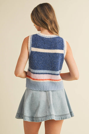 Striped Button Up Vest