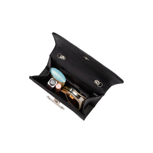 Melie Bianco - Sadie Black Satin Top Handle Bag