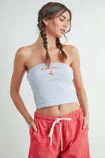 Cherry Striped Tube Top