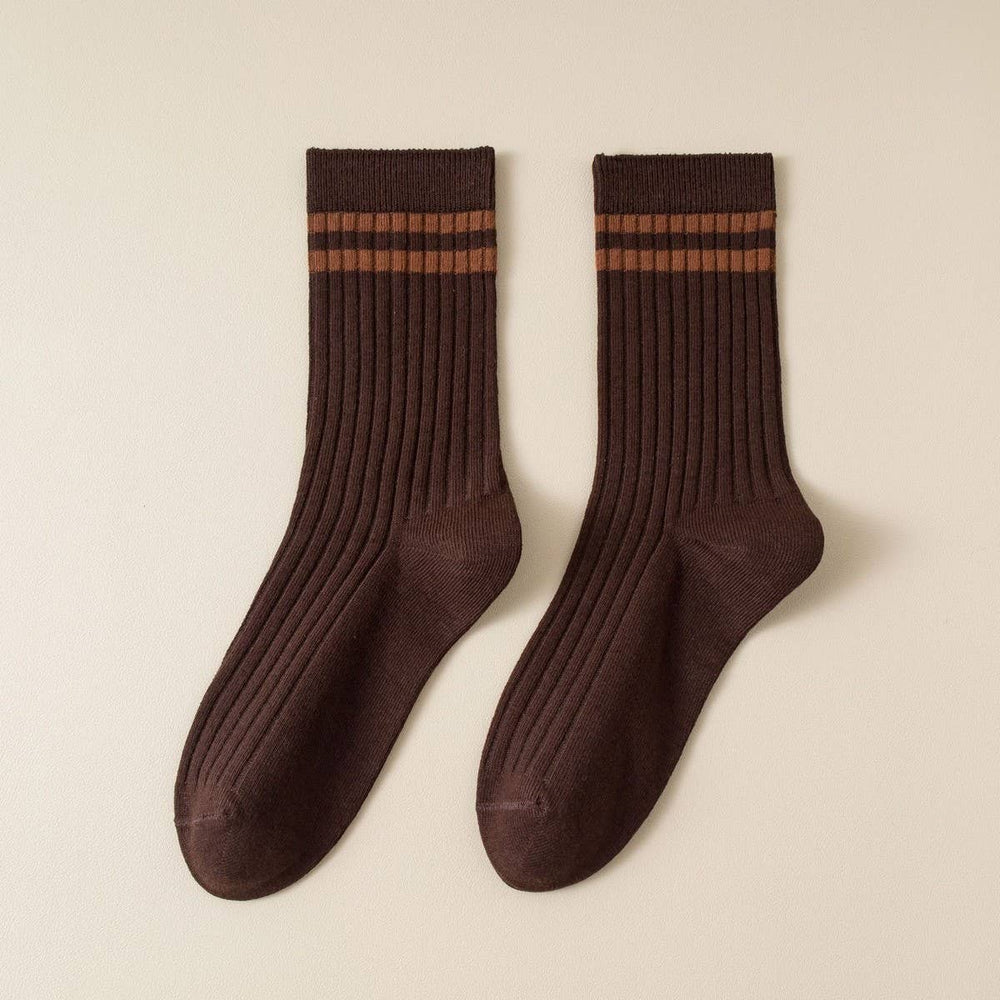 Classic Two Stripes Print Crew Socks