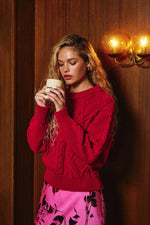 Rose Chunky Cable Knit Sweater