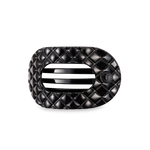 TELETIES - Flat Round Hair Clip | Medium | Jet Black Quilted