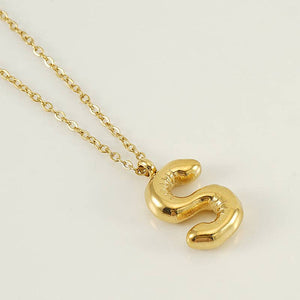 Bubble Shape Initial Pendant Necklace