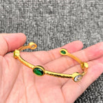 3 Tone Zircon 18K Gold Plated Stainless Steel Cuff