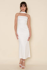 White Halter Neck Midi Dress