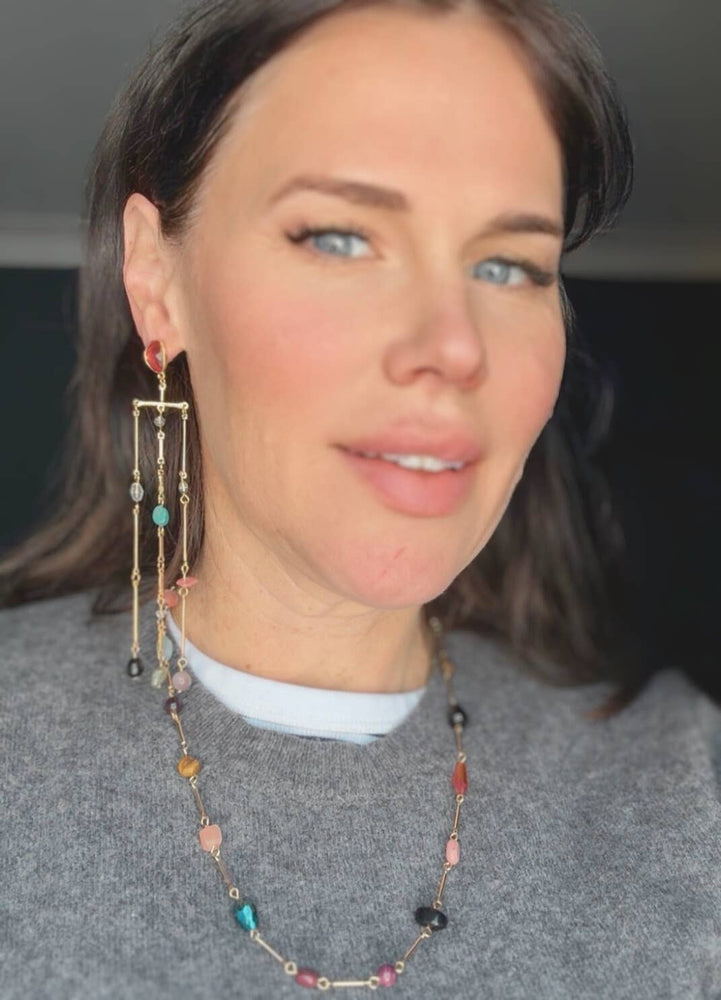 HoopLa - Serenity  Fringe Earring- Genuine Gemstone and 14K gold 