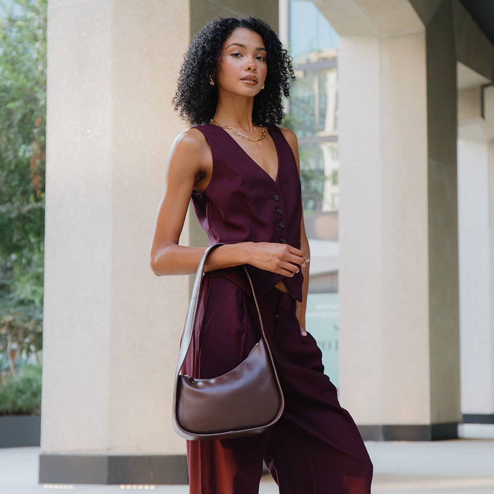 Melie Bianco - Willow Espresso Recycled Vegan Shoulder Bag