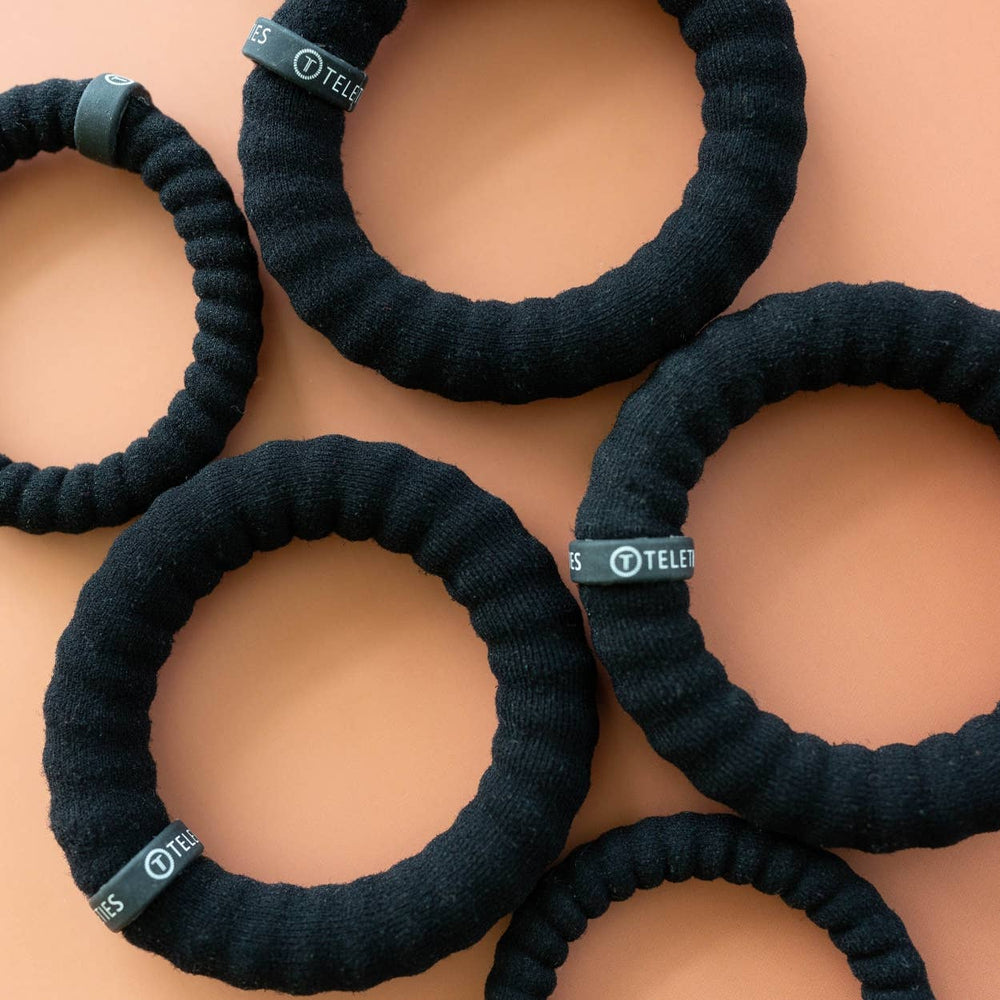TELETIES - Nylon Hair Ties | Large | Jet Black