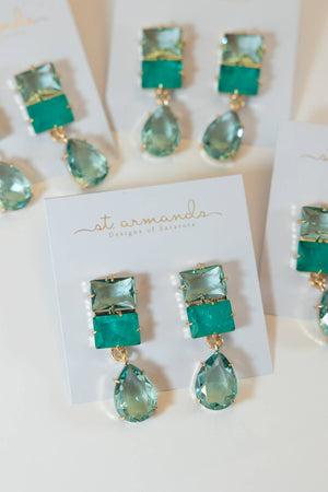 St Armands Designs of Sarasota - Amalfi Turquoise Ombre Gem Drop Statement Earrings