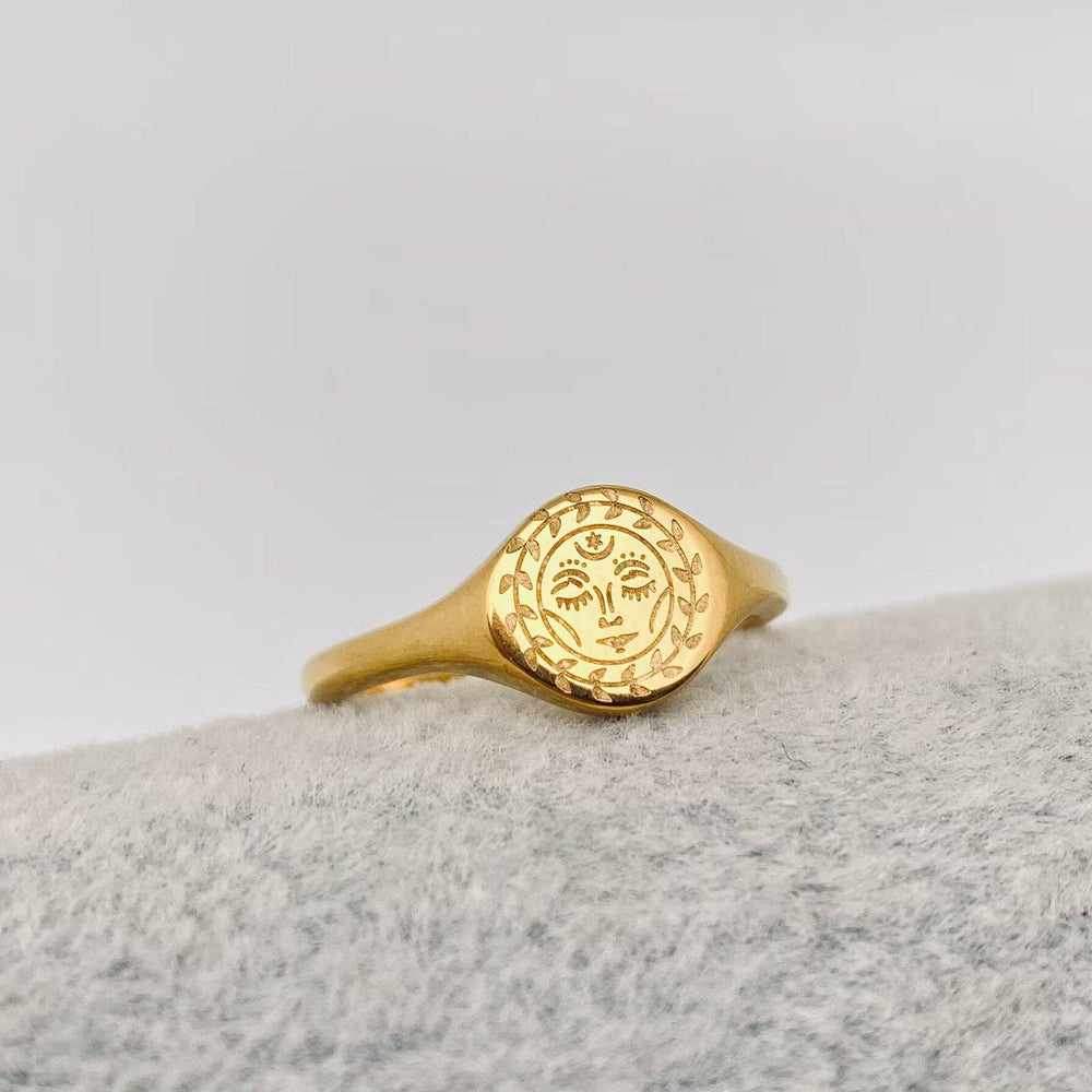 Star Moon Goddess 18K Gold Plated Ring size 7