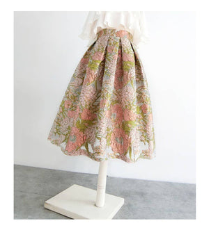 Easter Pink Floral Embroidered Skirt