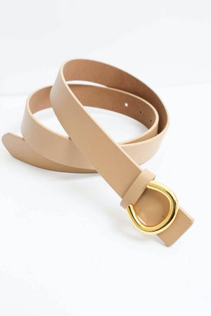 Minimalist Gold Horseshoe Belt: Beige