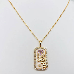 Zodiac Enamel 12 Constellation Inlaid Cubic Zirconia Necklace