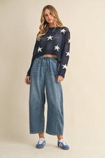 Drawstring Elastic Waist Relaxed Jean