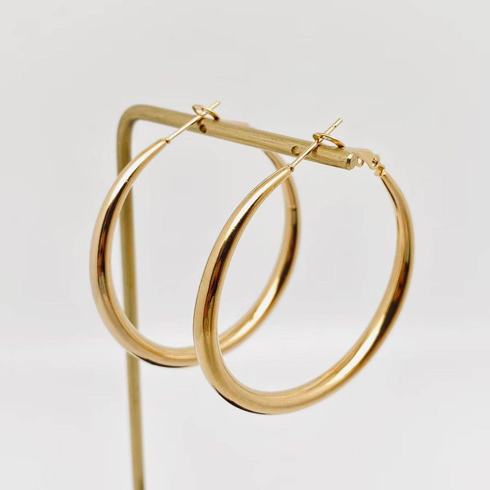 18K Gold Plated Stainless Steel Hollow Hoop Earrings