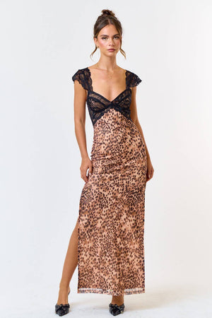 Leopard Lace Maxi Dress