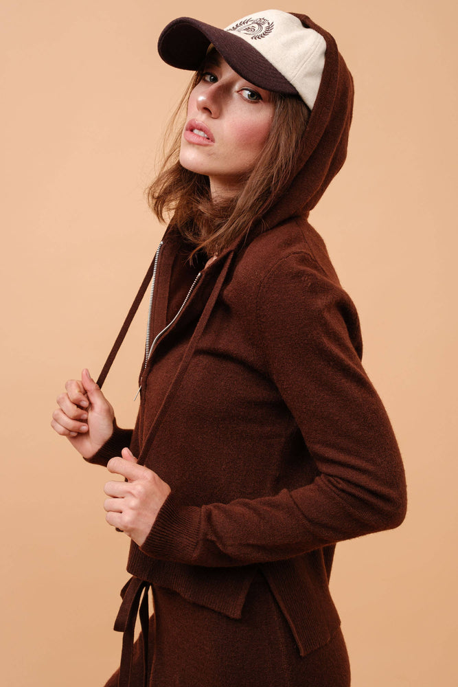 Chocolate Cashmere Hoodie Zip Up