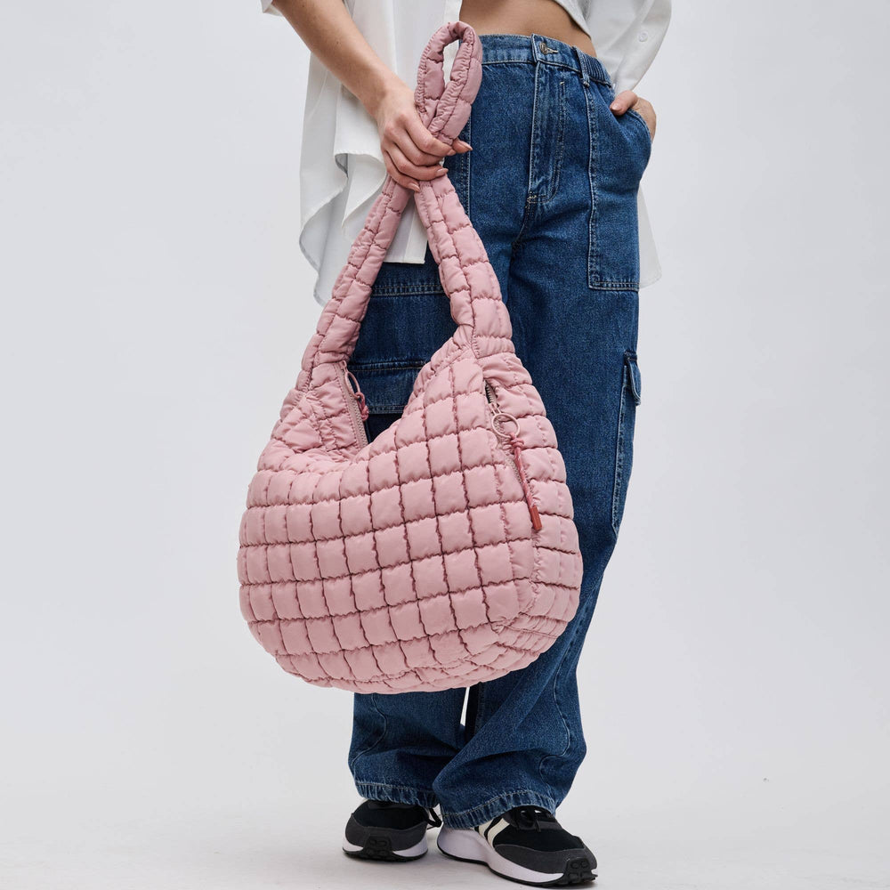 Sol and Selene - Revive - Quilted Puffer Nylon Hobo: Rose