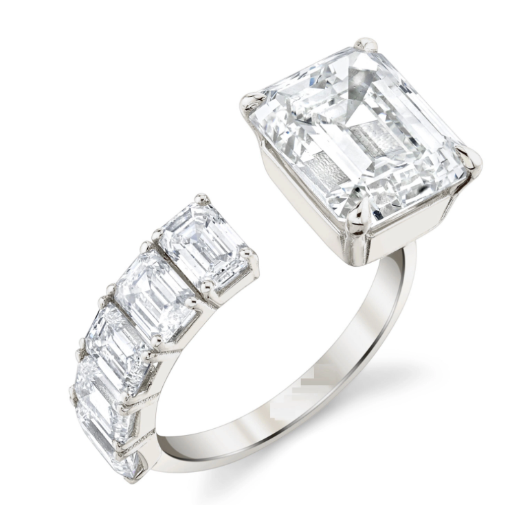 HoopLa Style - Lilly Collection- Beyond Finger ring- Open band-CZ Multi: Pink / Two stone