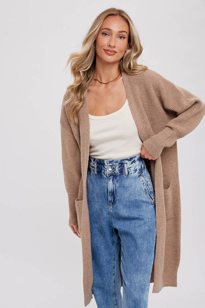 Latte Open Ribbed Cardigan