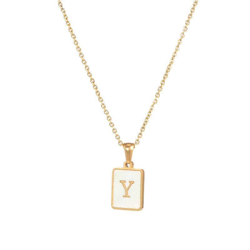 Square Initial Necklace